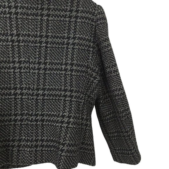 Talbots Collections Petites 3 Button Plaid Jacket Womens Size 14 Metallic Sheen - Picture 10 of 13